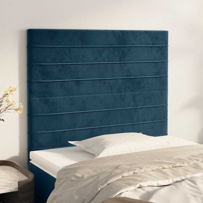 vidaXL - Hoofdbord - donkerblauw - 80x5x118/128 - cm - fluweel