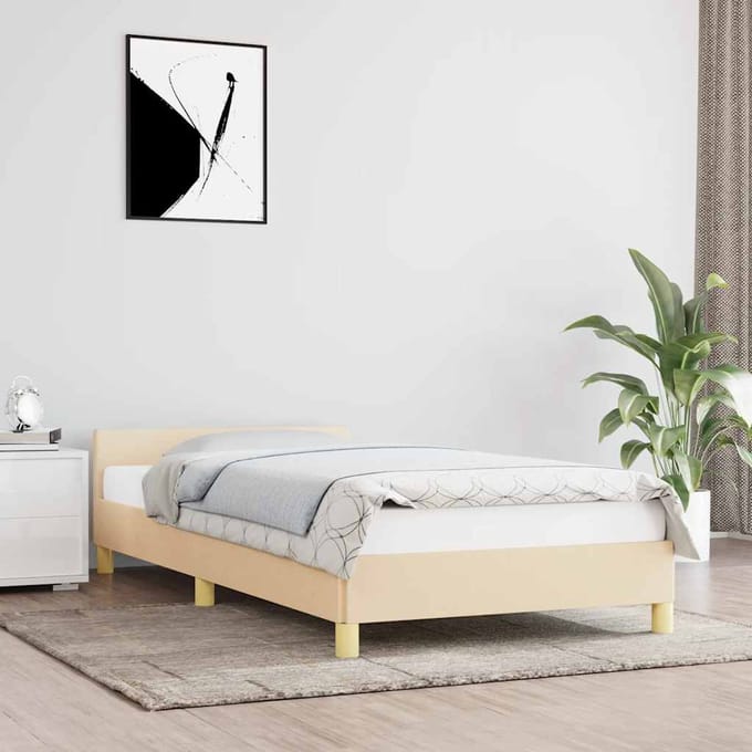 vidaXL - Bedframe - zonder - matras - 100x200 - cm - stof - crèmekleurig