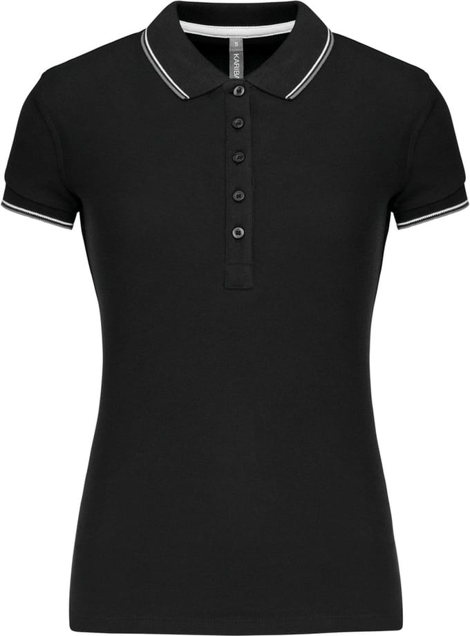 Kariban Damespolo korte mouwen K251 - Black / Light Grey / White - S