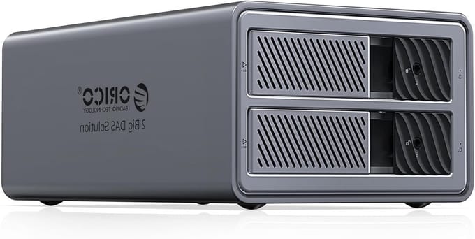 Aluminium 2 Bay RAID behuizing voor 3.5 inch HDD, geschikt voor 2 x 22 TB opslagcapaciteit