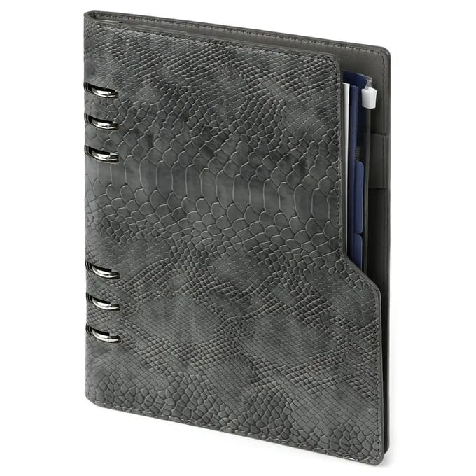 1016-76 A5 Bindmiddelplanner Clipbook Croco Grijs 1 week per 2 paginas 2026-2027-2028