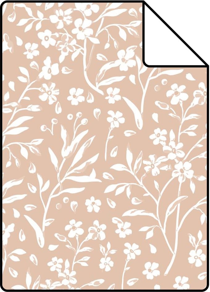Proefstaal ESTAhome behang bloemetjes licht terracotta - 26.5 x 21 cm - 139880-S