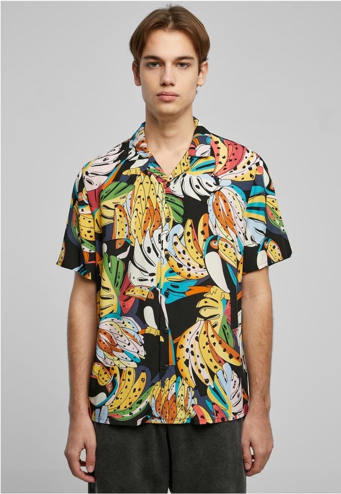 Urban Classics - Viscose AOP Resort Toucans Overhemd - 4XL - Multicolours