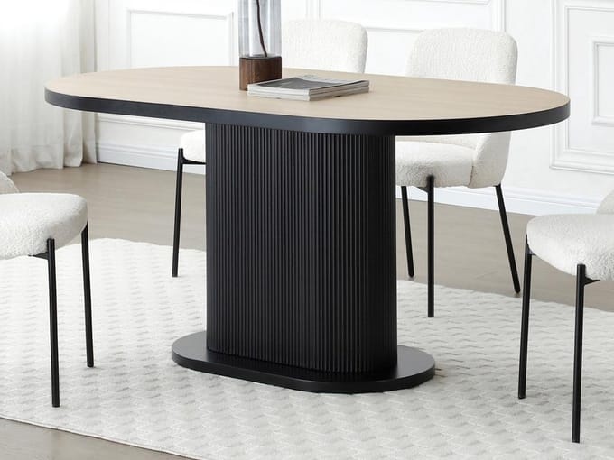 Vente-unique Eettafel 6 personen van MDF - Naturel en zwart - CALIENO