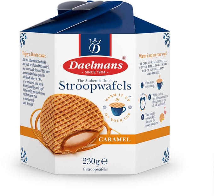 Daelmans Stroopwafels Hexa Doos – 8 Stroopwafels – 230 g – 8 cm diameter