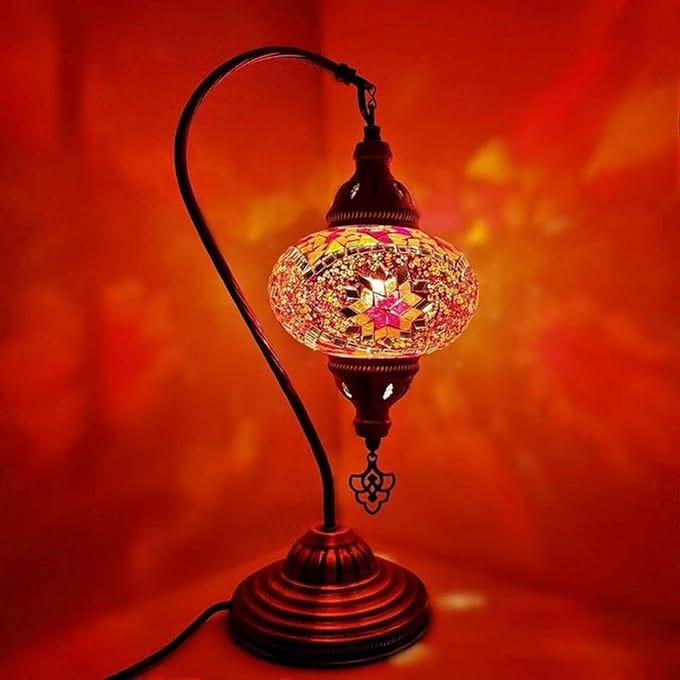 Turks Marokkaans Glazen Tafellamp Multicolor Mozaïek Oosterse Lamp