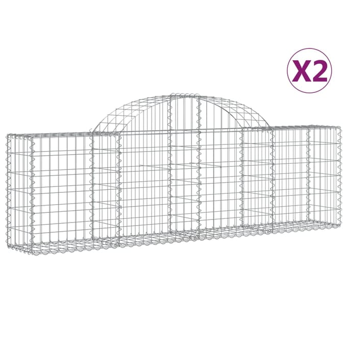 vidaXL - Schanskorven - 2 - st - gewelfd - 200x30x60/80 - cm - gegalvaniseerd - ijzer