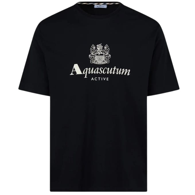 Aquascutum Active T-shirt Met Groot Logo, Zwart