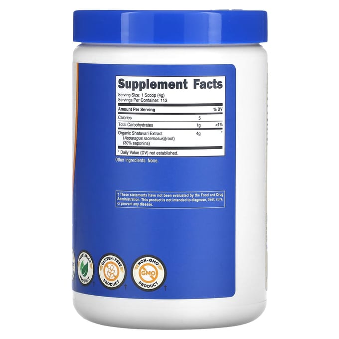 Nutricost, Biologische Shatavari, Ongezoet, 16,2 oz (454 gr)