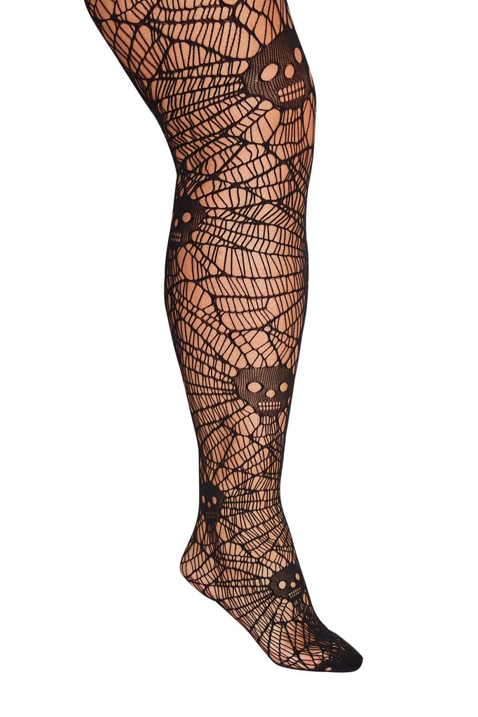 Yours Spinnenweb Panty Met Schedelprint In Zwartsize 44-48