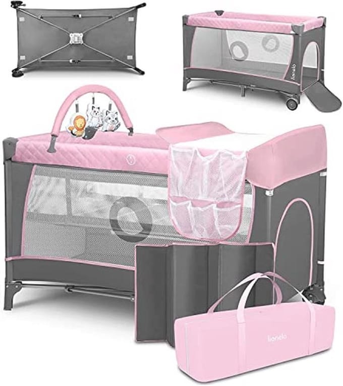 Opvouwbaar Campingbedje 2-in-1 met Matras en Verschoontafel - Roze