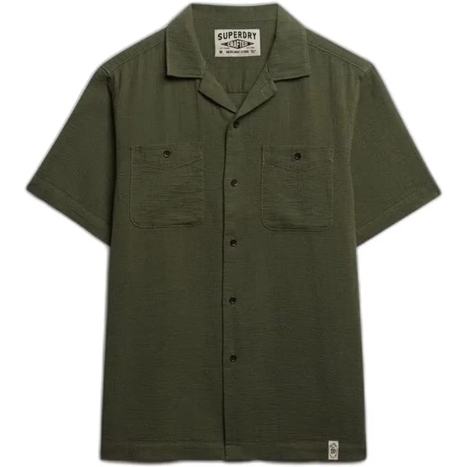 Superdry The Merchant Store - Gestructureerd Overhemd met Korte Mouwen Green Grootte: M