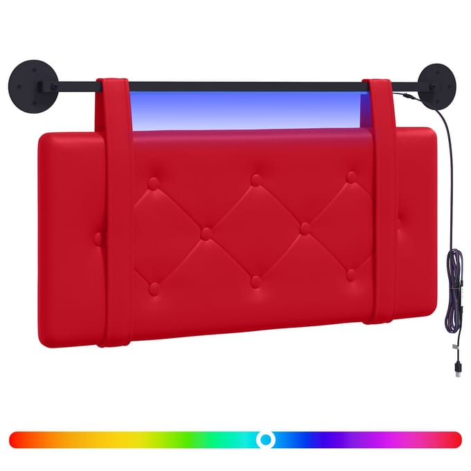 vidaXL - Hangend - hoofdbord - Met - LED-verlichting - Rood - Kunstleer
