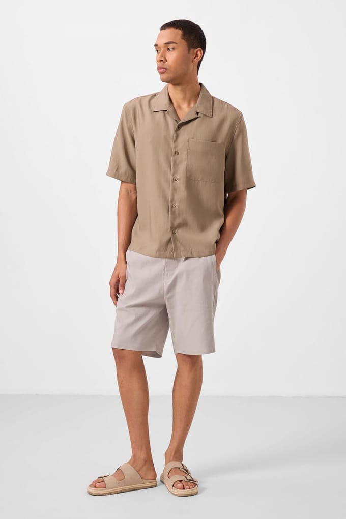 Heren Gewoven Chino Korte Broek