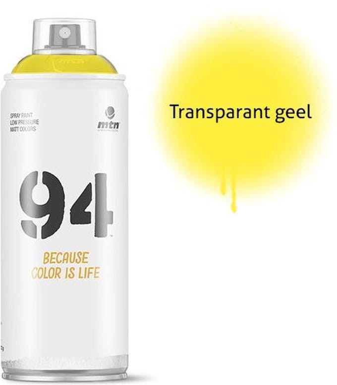 MTN94 Transparant Gele spuitverf - 400ml lage druk en matte afwerking