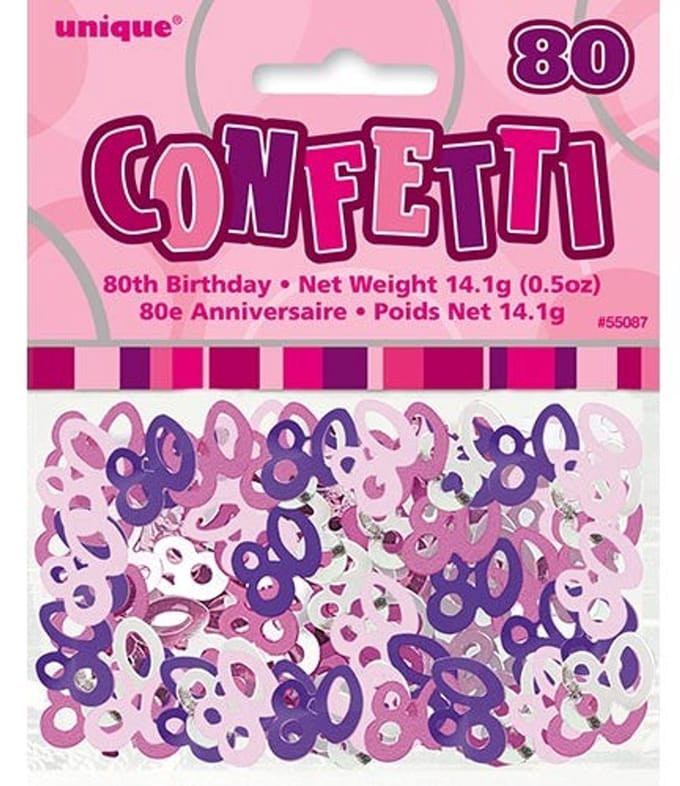 Happy Pink Sparkling 80e verjaardag strooidecoratie 14g