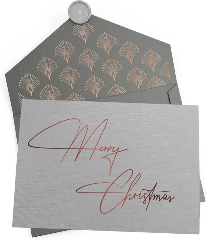 Luxe Kerstkaart met Envelop en Roségouden Waszegel - Merry Christmas