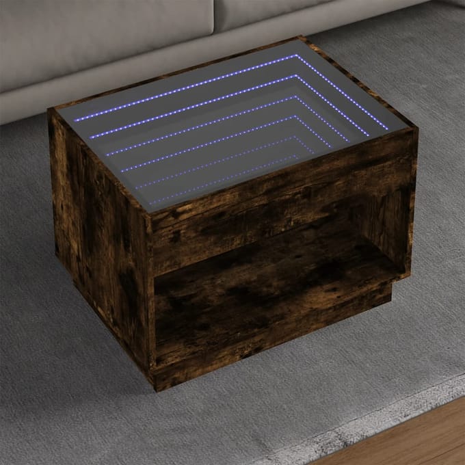 vidaXL - Salontafel - met - Infinity - LED - 70x50x50 - cm - gerookt - eikenkleurig