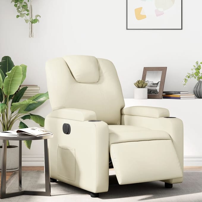 vidaXL - Fauteuil - elektrisch - verstelbaar - kunstleer - crèmekleurig
