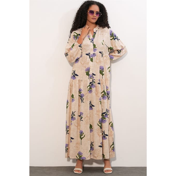 Gepubliceerd V-hals Maxi Jurk