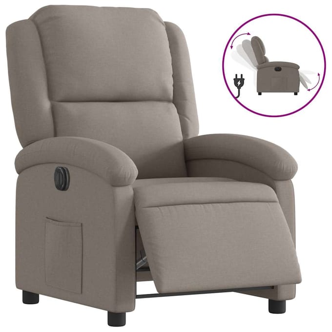 vidaXL - Fauteuil - verstelbaar - elektrisch - stof - taupe