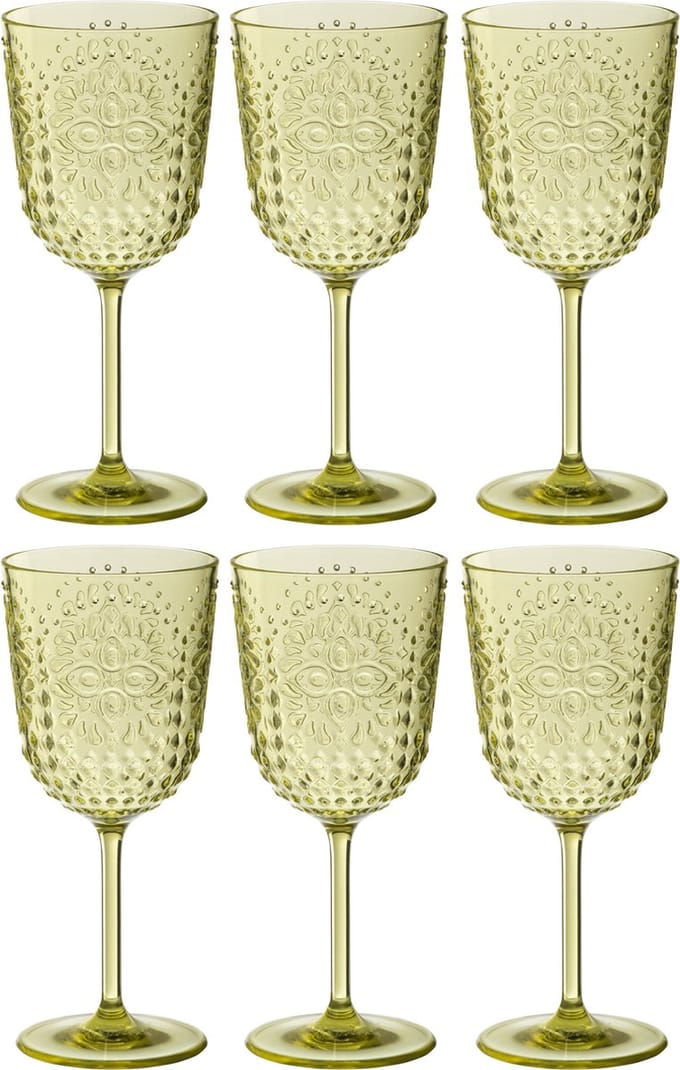 J-Line wijnglas - kunststof - groen - doos van 6
