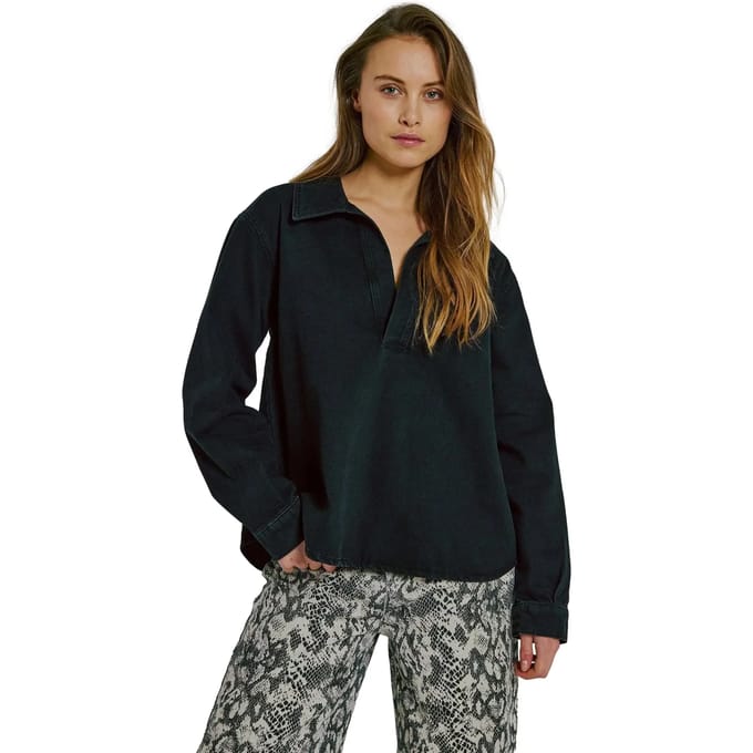 V-hals spijkerblouse dames Norr Hannali
