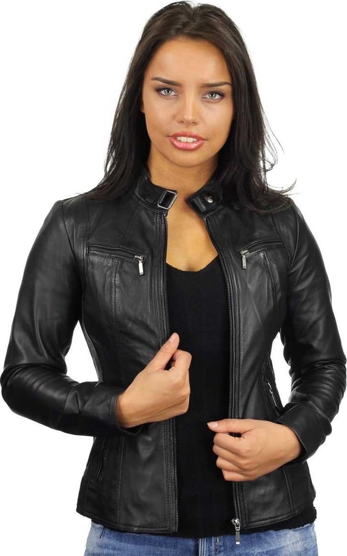 Versano Tulsa Leren Dames Bikerjack Dames Jas M - Zwart