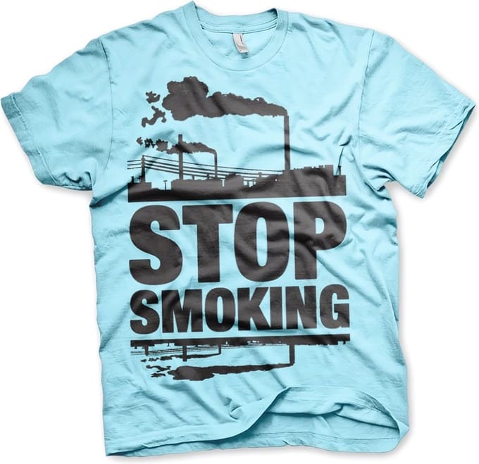 Hybris T-shirt 'Stop Smoking' - Hemelsblauw