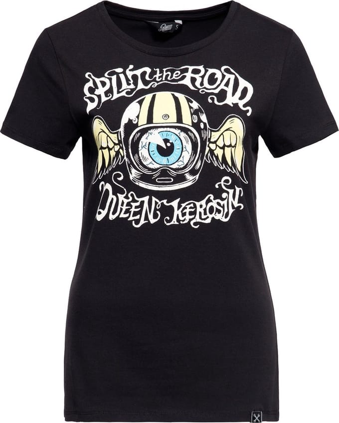 Queen Kerosin - Split The Road Top - XS - Zwart