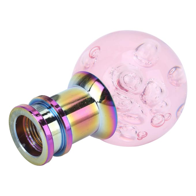 Pommeau de levier de vitesse manuel Rose Cristal Bulle avec 3 Adaptateurs Filetés Universel white