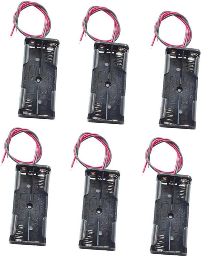 Batterijhouder - Batterijdoos - Elektronica Projecten - Met Draadconnector - 6 Stuks - Zwart