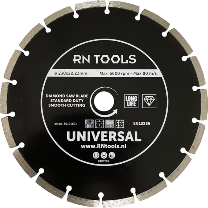 RNtools Diamantschijf 230 mm - Universeel - diamantzaagblad voor beton, steen & klinkers