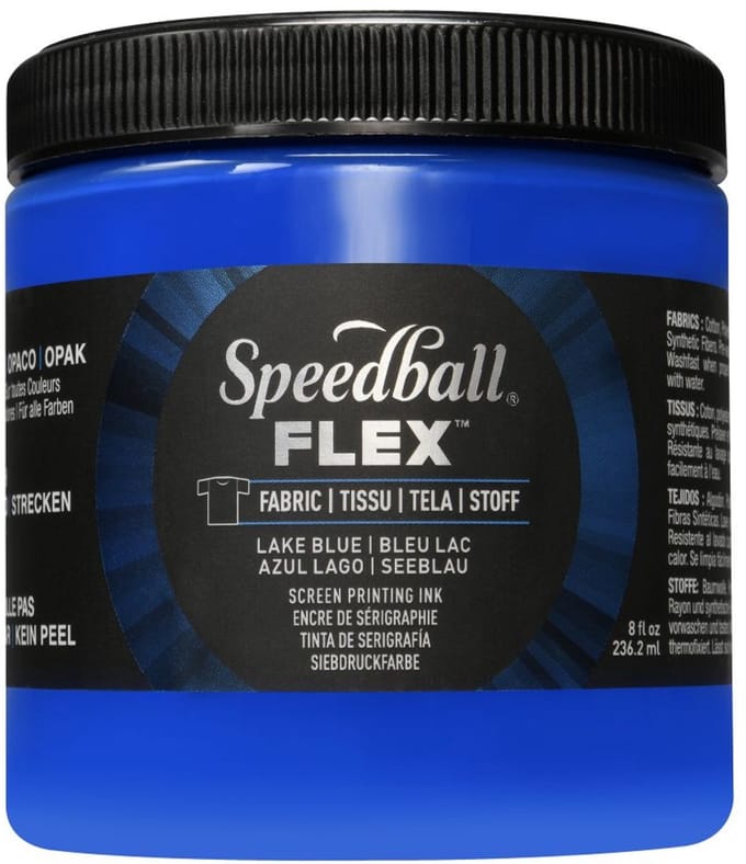 Flex fabric ink lake blue screen printing -Speedball