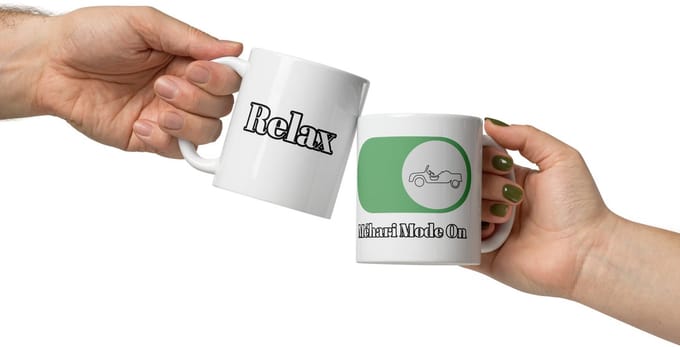 De2pktjes - Relax - Méhari Mode On Mok (300ml) - Witte Glanzende Mok voor de Echte Citroën liefhebber!