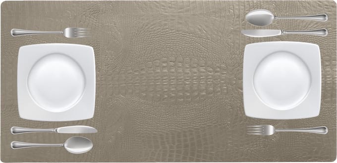 NOOBLU Tafelloper DUBL - Croco Clay grey - Lengte: 85 cm, Aantal: 1 tafelloper