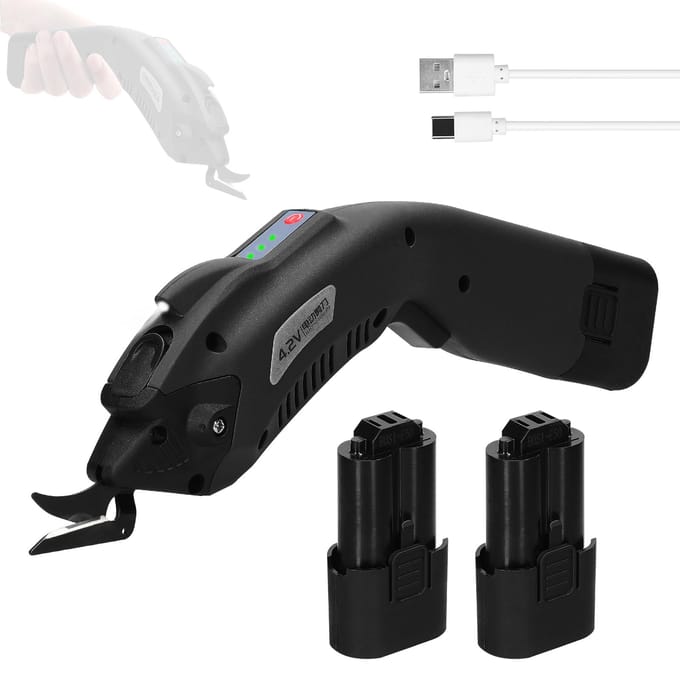 4.2V elektrische doeksnijder Hoge snelheidsmotor Draagbare stoffen snijmachine Hanndheld-karton 1pcs 2500mAh battery zwart