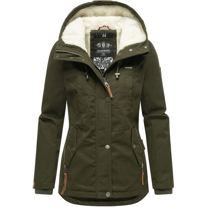 Marikoo dames winterjas met teddyfleece voering & capuchon