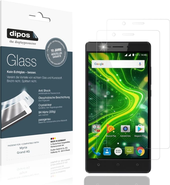 dipos – 2x Pantserfolie geschikt voor Myria Grand 4G | 9H Screenprotector
