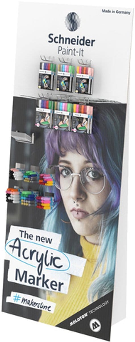 Acryl Marker Schneider Paint-it pakket 125-delig incl. flyers en posters