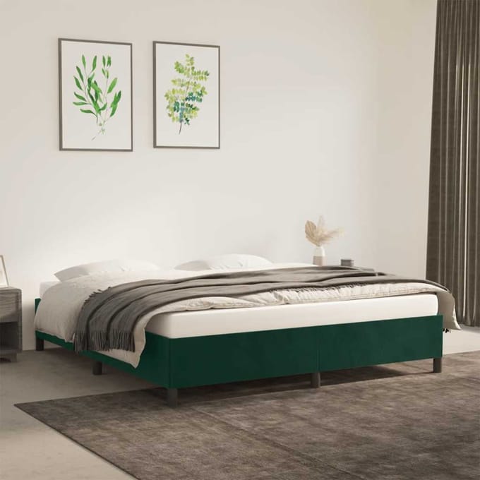 vidaXL - Bedframe - zonder - matras - 180x200 - cm - fluweel - donkergroen