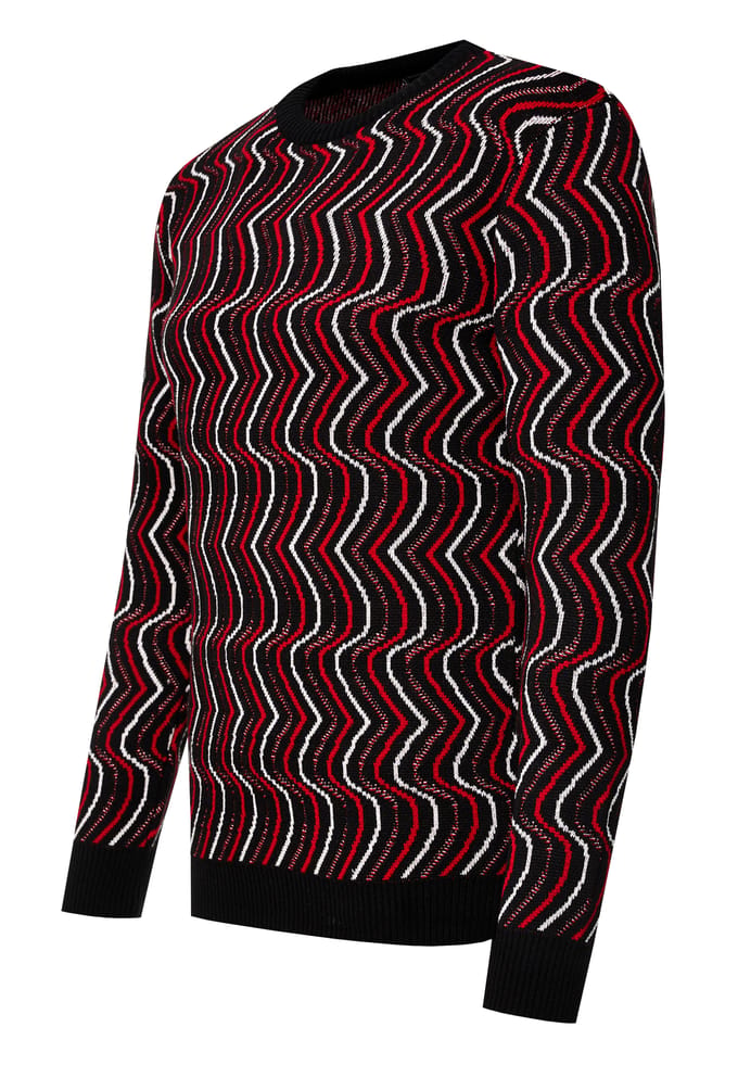 80s Design Fijn Gebreide Trui Met Ronde Hals