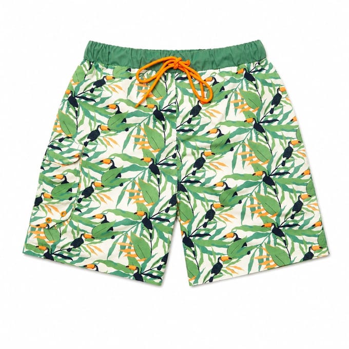 Ducksday - Zwemshort voor jongen - boardshort - UV-werend - UPF50+ - Surf - Toucan - maat 14 jaar