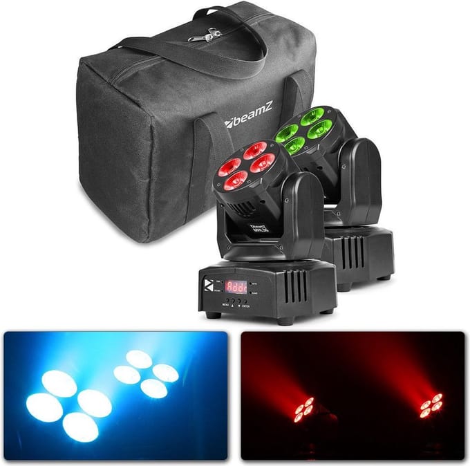 Moving head - BeamZ MHL36 set van 2 LED movingheads in tas