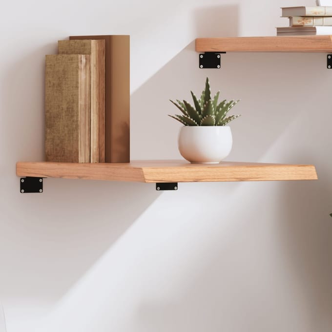 vidaXL - Wandschap - 40x60x(2-4) - cm - behandeld - massief - eikenhout - lichtbruin