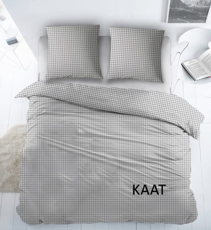 Sleepnight Dekbedovertrek Katoen Kaat - Grijs - 140 x 200/220 cm + 1 kussensloop - [Grijs]