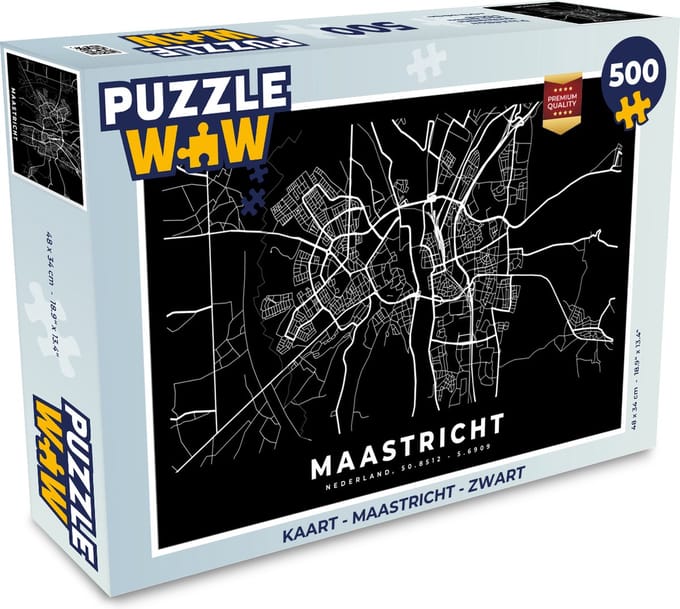 Puzzel Kaart - Maastricht - Zwart - Legpuzzel - Puzzel 500 stukjes