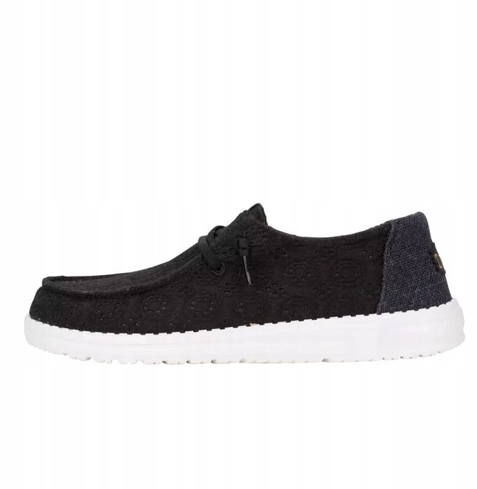 Hey Dude Wendy Eyelet - Damesmokassins - Zwart - Elastische Veters - Flexibele Zool