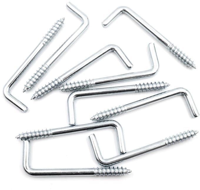 Dailygoods - Set van 10 Rechte Schroefhaken voor Muur en Plafond