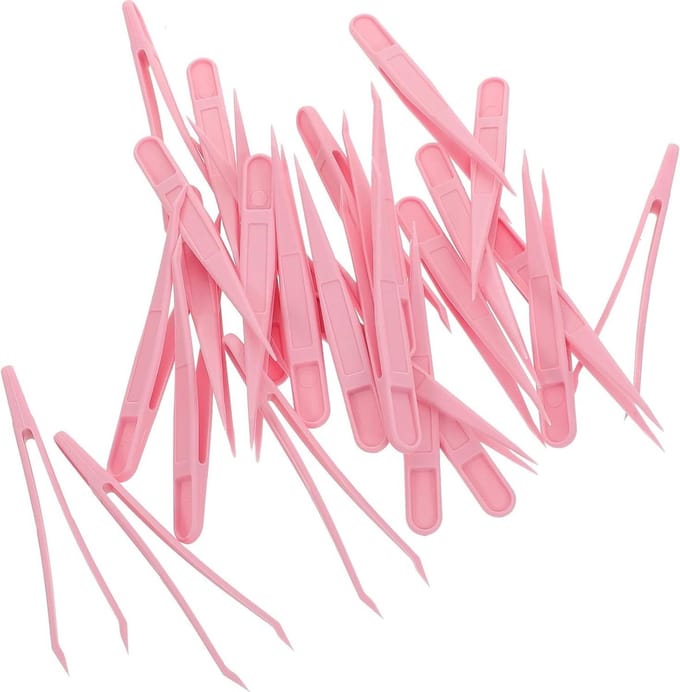 Plastic Pincetten - Knutsel Tangen - Kralen Sorteren - Antislip Punt - 100 Stuks - Roze